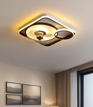 JS-FO - FI-7565 High Speed Ceiling Fixed Chandelier with Fan Black Finish Acrylic Blades