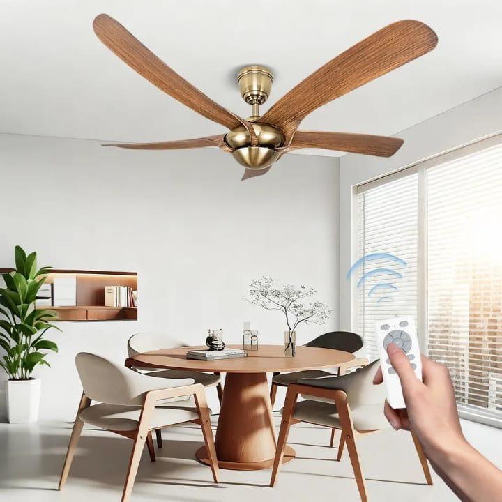 JS-FO - FI-7850 High Speed Wooden Designer Fans Antique Gold Finish Abs Blades Size 1320mm
