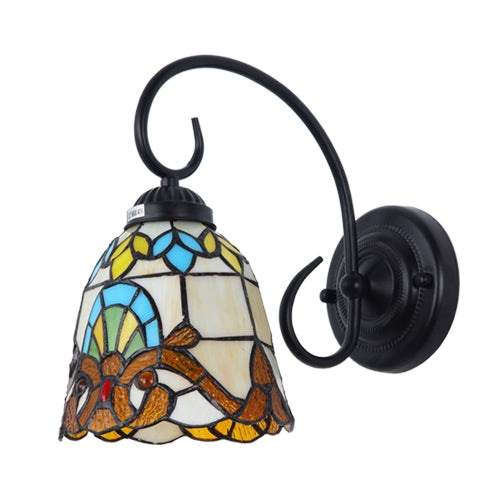 JSPHILO-3-216-1xE27 - Multicolour Metal+Glass Tiffany Wall Light