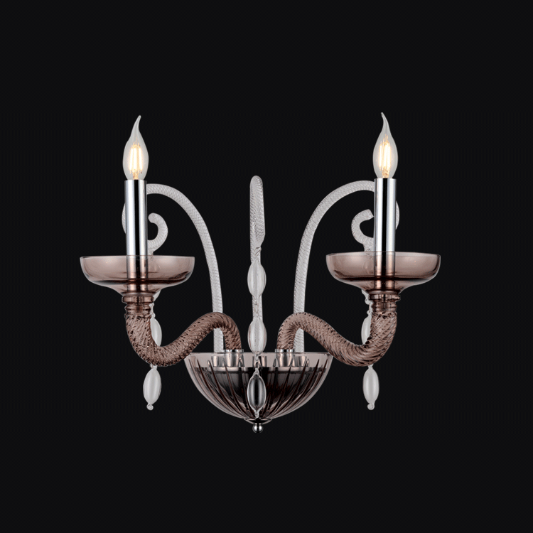 JSPHILO-3-312-2xE14 - Chrome Metal Candle Arm Wall Light