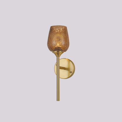 JSPHILO-3-313-1xE27 - Gold & Amber Metal+Glass Modern Wall Light