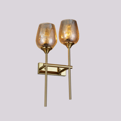 JSPHILO-3-314-2xE27 - Gold & Amber Metal+Glass Modern Wall Light