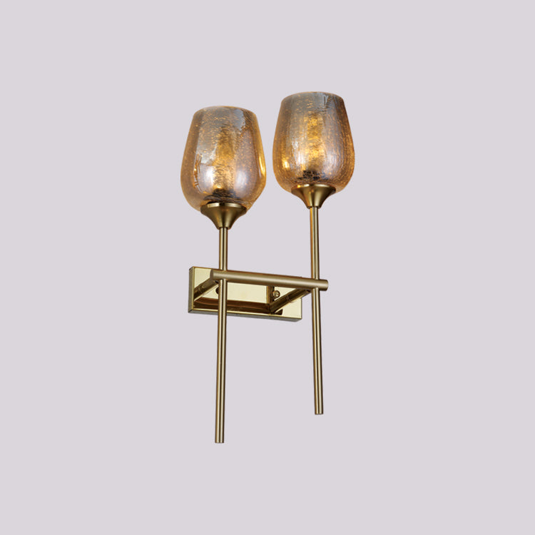 JSPHILO-3-316-2xE27 - Gold & Amber Metal+Glass Modern Wall Light