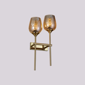 JSPHILO-3-316-2xE27 - Gold & Amber Metal+Glass Modern Wall Light