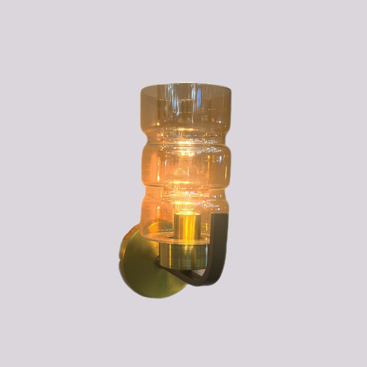 JSPHILO-3-321-1xE27 - Gold & Amber Metal+Glass Modern Wall Light