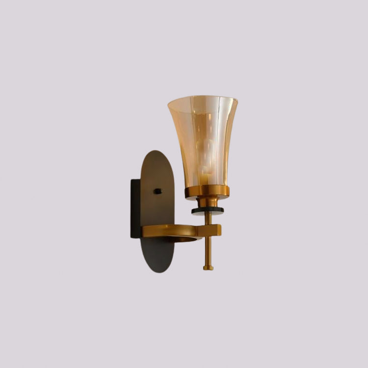 JSPHILO-3-323-1xE27 - Gold & Amber Metal+Glass Modern Wall Light