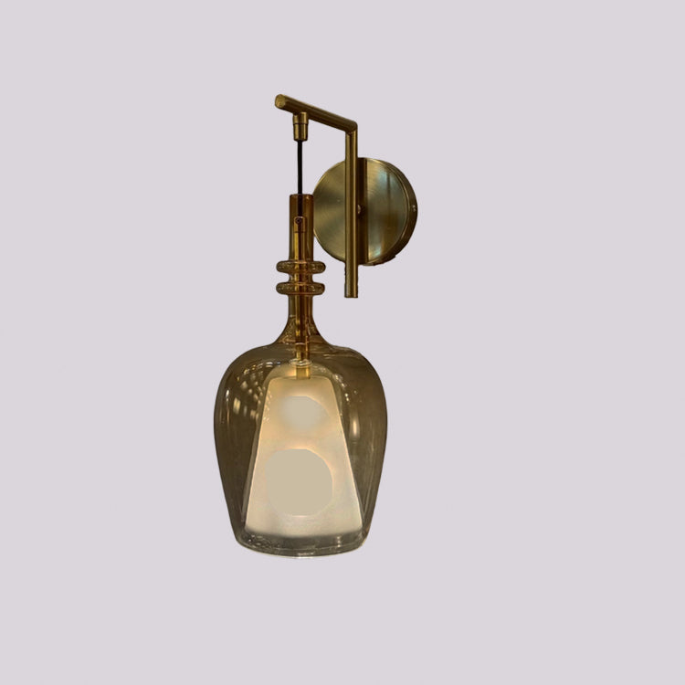 JSPHILO-3-324-1xE27 - Gold & Amber Metal+Glass Modern Wall Light