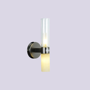 JSPHILO-3-329-2xG9 - Black & Marble & Clear Metal+Glass Modern Wall Light