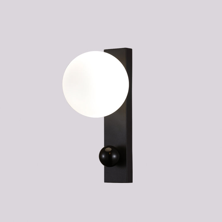 JSPHILO-3-331-1xG9 - Black & Milky Metal+Glass Modern Wall Light