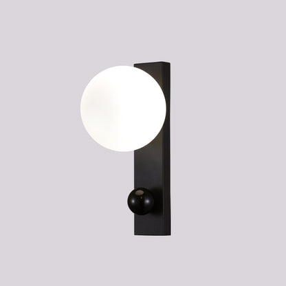 JSPHILO-3-331-1xG9 - Black & Milky Metal+Glass Modern Wall Light