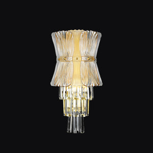 JSPHILO-3-333-3xE14 - Gold & Clear Metal Crystal Wall Light