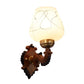 ELIANTE Brown Wood Base White White Shade Wall Light - 3013-1W-A - Bulb Included