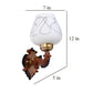 ELIANTE Brown Wood Base White White Shade Wall Light - 3013-1W-A - Bulb Included