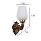ELIANTE Brown Wood Base White White Shade Wall Light - 3013-1W-B - Bulb Included