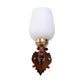 ELIANTE Brown Wood Base White White Shade Wall Light - 3013-1W-B - Bulb Included