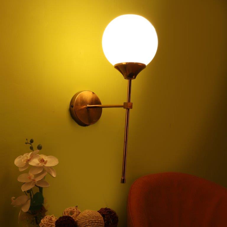 ELIANTE Gold Iron Base White White Shade Wall Light - 3015-1W - Bulb Included