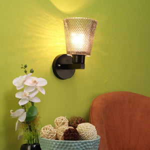 ELIANTE Black Iron Base Blue White Shade Wall Light - 3018-1W - Bulb Included