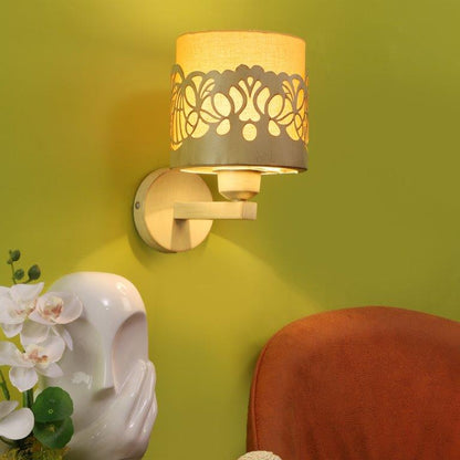 ELIANTE Cream Iron Base Yellow White Shade Wall Light - 3026-1W - Bulb Included