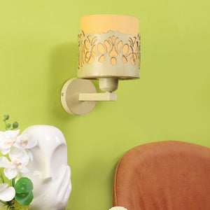 ELIANTE Cream Iron Base Yellow White Shade Wall Light - 3026-1W - Bulb Included