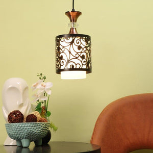 ELIANTE Black and Gold Iron Base White White Shade Hanging Light - 3031-1Lp-Bk-Wh - Bulb Included
