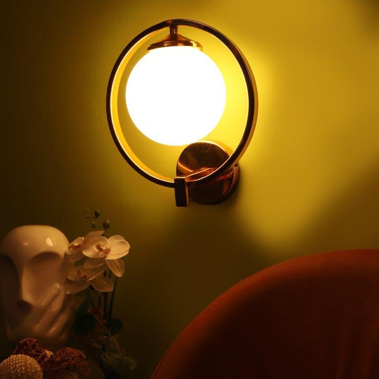 ELIANTE Gold Iron Base White White Shade Wall Light - 3032-1W - Bulb Included