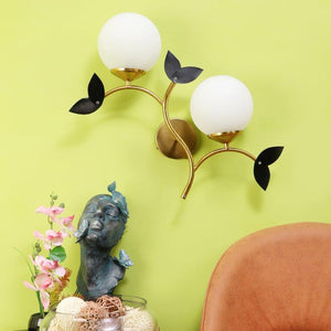 ELIANTE Gold Iron Base White White Shade Wall Light - 3034-2W - Bulb Included