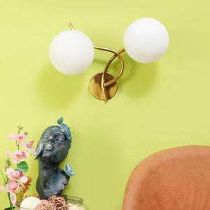 ELIANTE Gold Iron Base White White Shade Wall Light - 3035-2W - Bulb Included