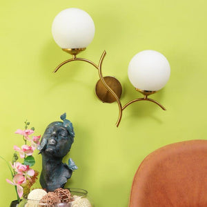 ELIANTE Gold Iron Base White White Shade Wall Light - 3036-2W - Bulb Included