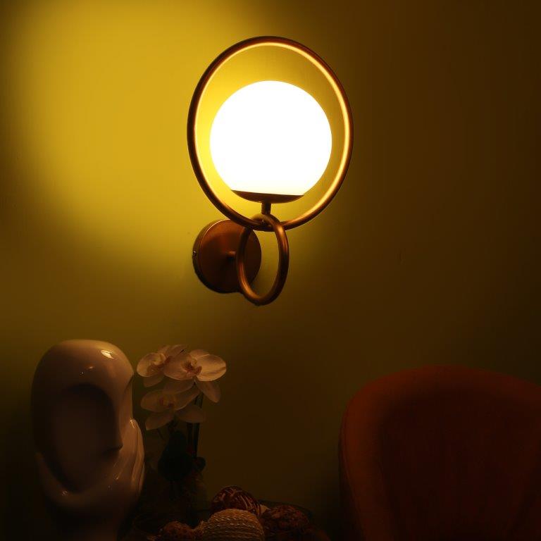ELIANTE Gold Iron Base White White Shade Wall Light - 3038-1W - Bulb Included