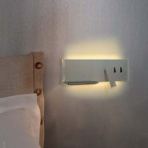 3055-W-Wh Bedside Wall Light with USB Charger