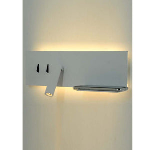 3055-W-Wh Bedside Wall Light with USB Charger