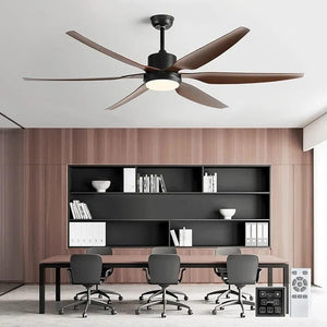 JS-FO - FI-7789-1667mm-B High Speed Modern Designer Fans with Light Black + Wooden Finish Abs Blades Size 1667mm