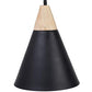 ELIANTE - Black Single Head Vintage Metal Cone/Chilam Shaped Hanging Pendant Ceiling Light by Jainsons Lights - Hanging-BK+WH+Wood - Without Bulb | by Jainsons Lights