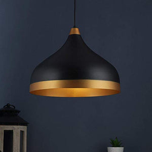 ELIANTE by Jainsons Lights | Modern Black Metal Single Hanging Light/Ceiling Decorative Chandelier Light Lamp by Jainsons Lights - M-46-HL-BIG-BK-GD - Without Bulb
