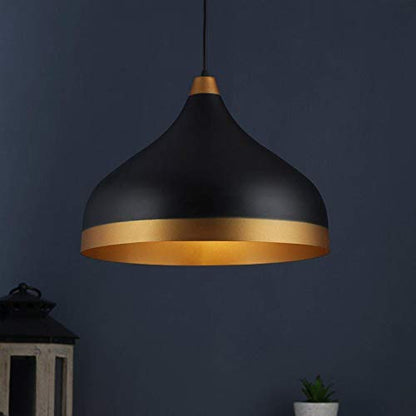 ELIANTE by Jainsons Lights | Modern Black Metal Single Hanging Light/Ceiling Decorative Chandelier Light Lamp by Jainsons Lights - M-46-HL-BIG-BK-GD - Without Bulb
