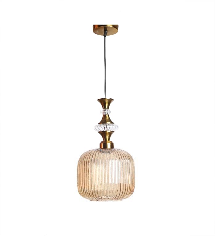 ELIANTE Povque Vintage Hanging Pendant Light Gold Finish Iron with Gold Glass Shade E27 Holder Decorative Ceiling Light for Living Room & Restaurants up to 3 years warranty - with LED Lamp(s) Included - JS-1322-HL-Gold