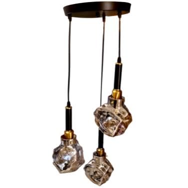 ELIANTE by Jainson Lights | Metal Gold Base Hanging Light | Glass Body | E-27 Holder | Without Bulb |CC-2005-3 | Hanging Lights for Living Room