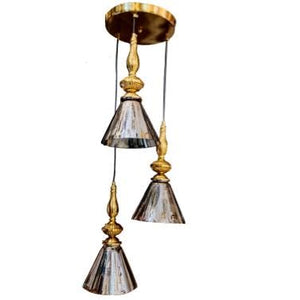 ELIANTE by Jainson Lights | Metal Gold Base Hanging Light | Glass Body | E-27 Holder | Without Bulb |CC-CD9945-3 | Hanging Lights for Living Room