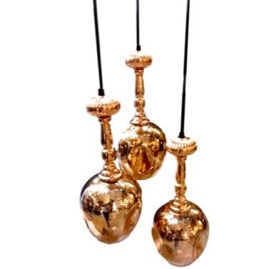 ELIANTE by Jainson Lights | Glass Rose Gold Base Hanging Light | Glass Body | E-27 Holder | Without Bulb |CC-9272-3 | Hanging Lights for Living Room