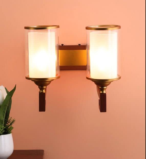 ELIANTE Brown Glass Wall Sconces - S-152-2W | 3 Years Warranty | Free - LED LAMP