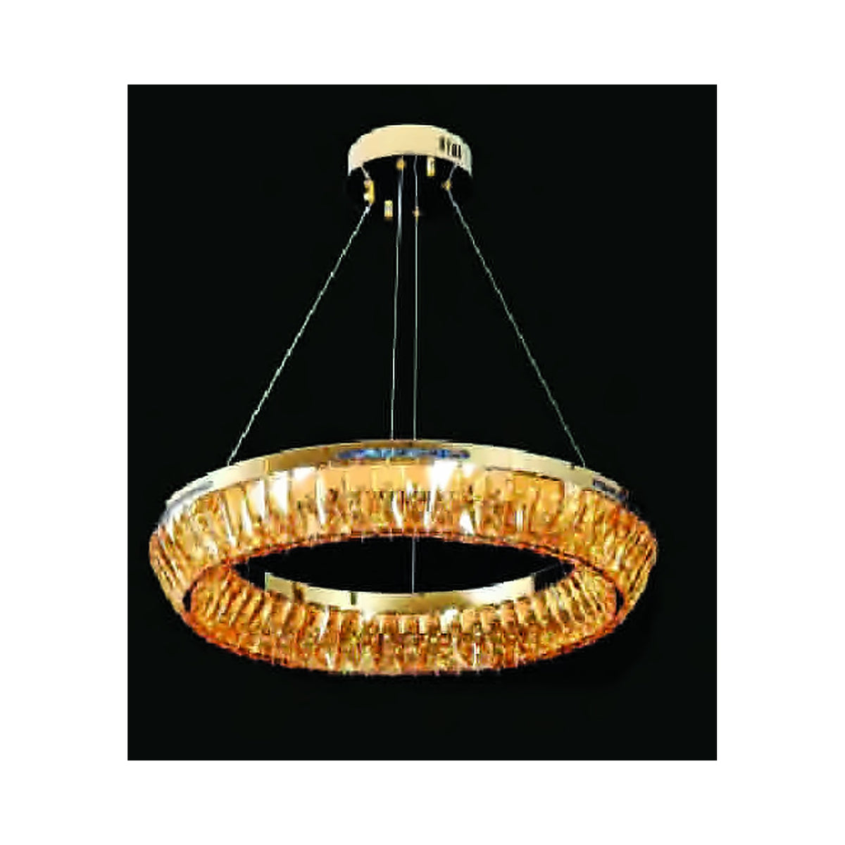 Eliante Round LED Ring Pendant Light – Amber & Clear Crystal, Metal