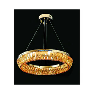 Eliante Round LED Ring Pendant Light – Amber & Clear Crystal, Metal