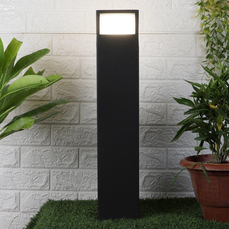 ELIANTE Grey Aluminium Garden Lights - Inbuilt LED -  - 3505-24SQ-BOLLARD- Inbuilt LED -