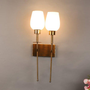 ELIANTE Gold Iron Base White Glass Shade Wall Light - 3517-2W - Bulb Included