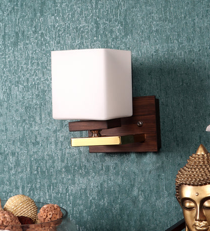 ELIANTE Key Gold and Brown Wood and Iron Wall Light - S-352-1W