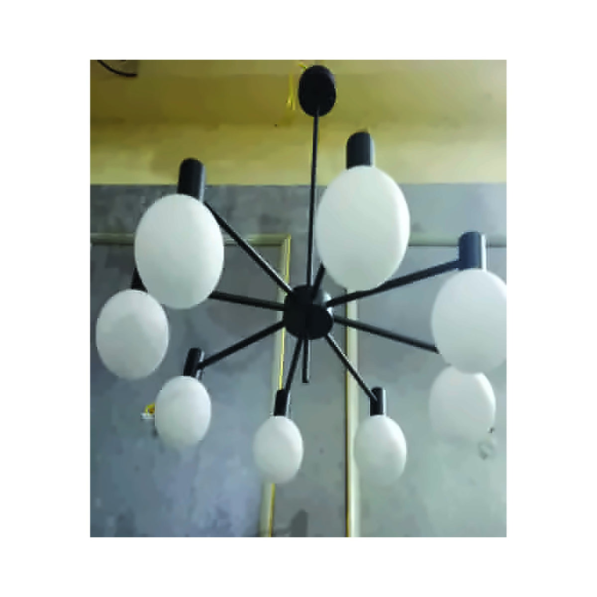 Eliante Six Modern Chandelier – Frosted & White Glass, Metal