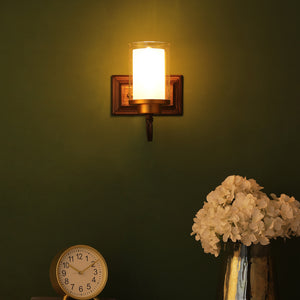 Black Wall Light White Round Glass S-178-1W