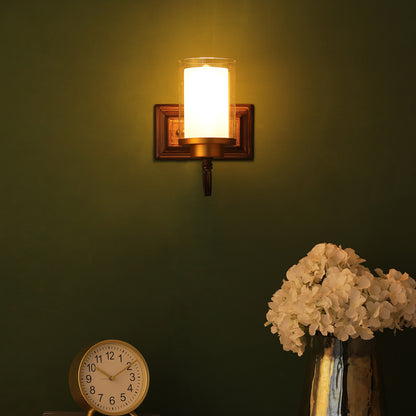 Black Wall Light White Round Glass S-178-1W