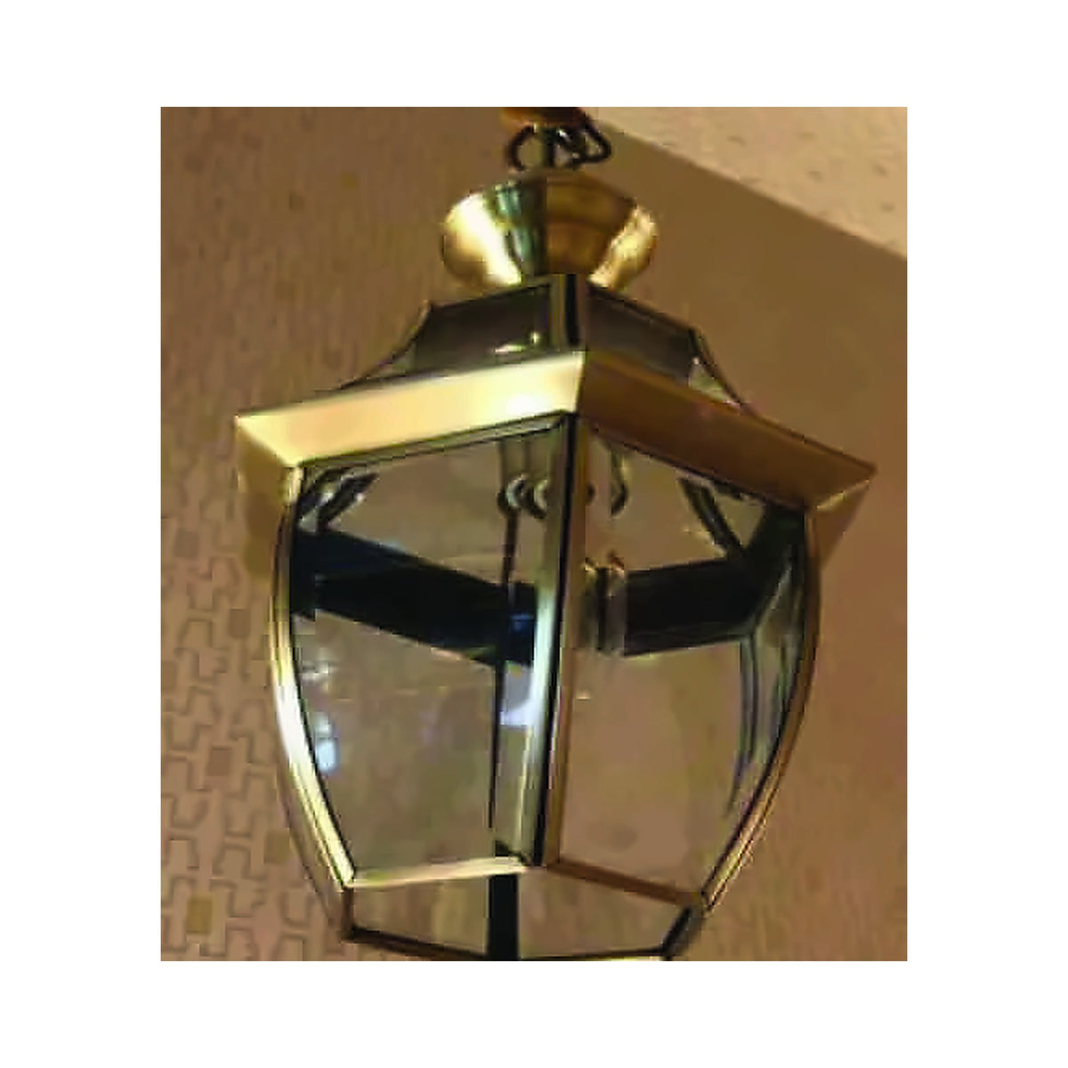 Eliante Curved Lantern Pendant Light – Clear Glass, Brass