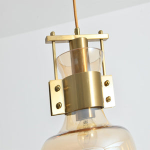 JSPHILO 4-375-1xE27-Gold+Amber Impressions Glass Hangings